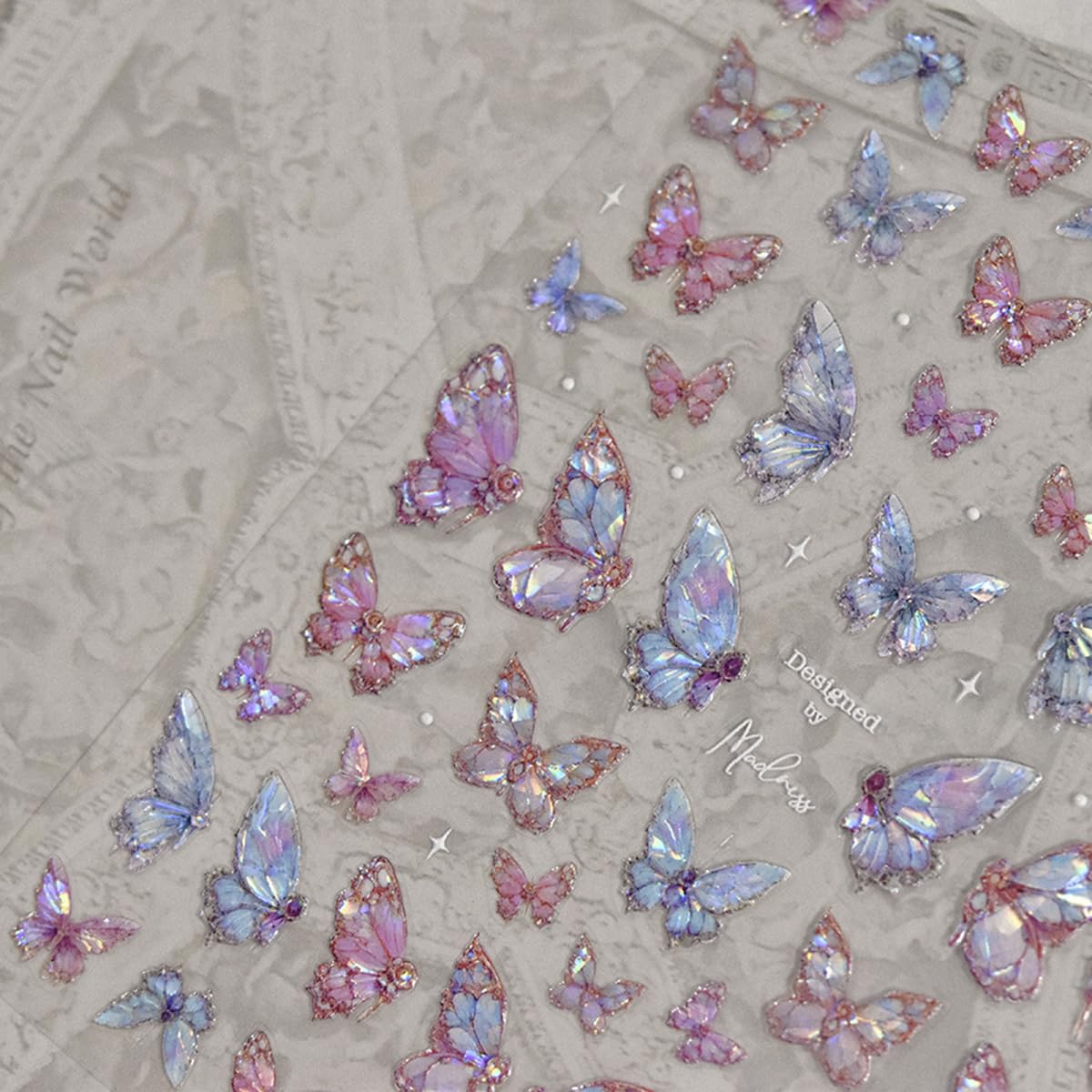 Butterfly Nail Art Stickers Decals Purple Pink Butterfly 5D Embossed Nail Decals Shell Light Butterflies Nail Designs Adhesive Sticker Manicure Accessories for Women Girls DIY Nail Art Decorations - Image 4