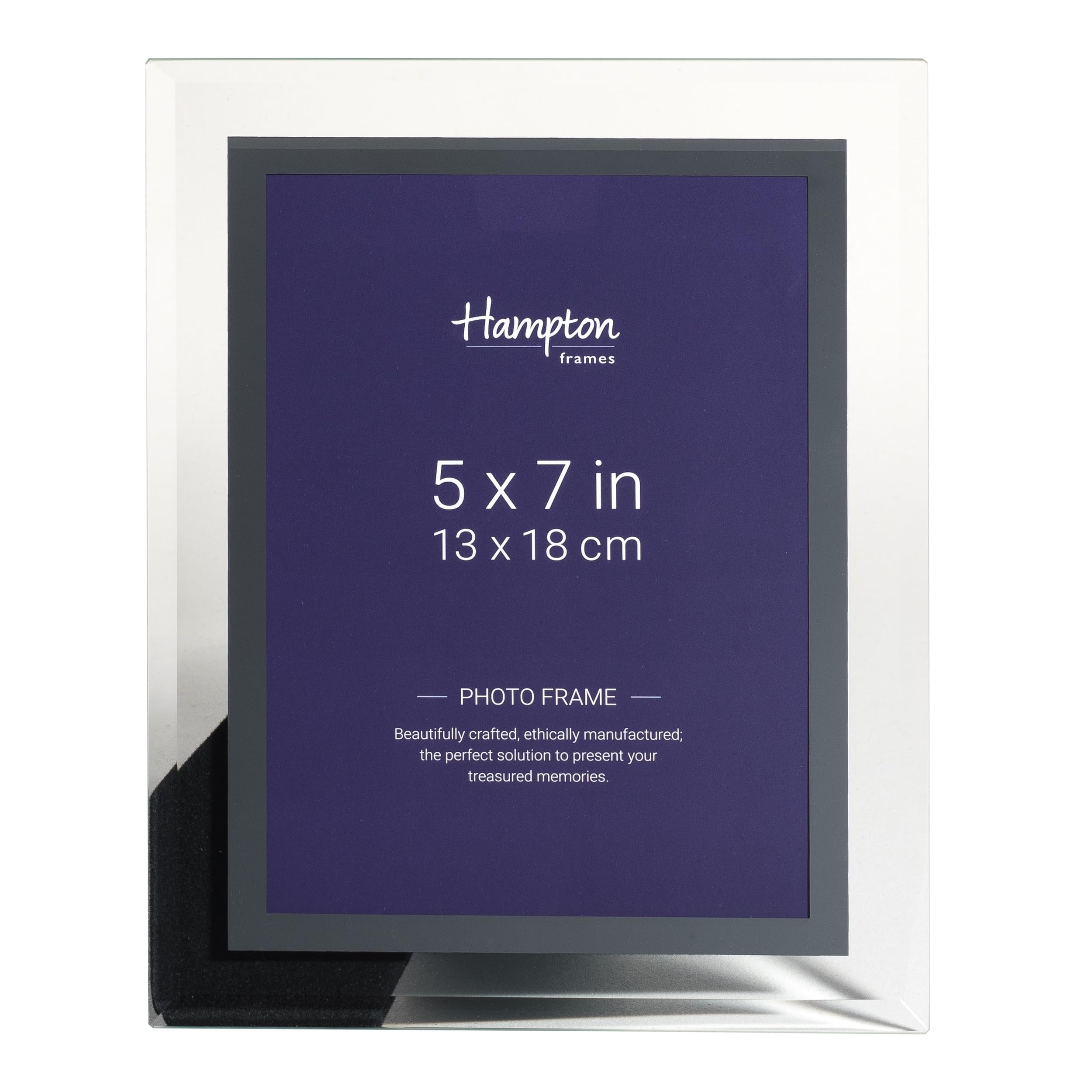 Hampton Frames MIRROR Finished Mirror Glass Photo Picture Display Frame 5x7 (13x18cm) GTM24057, Black