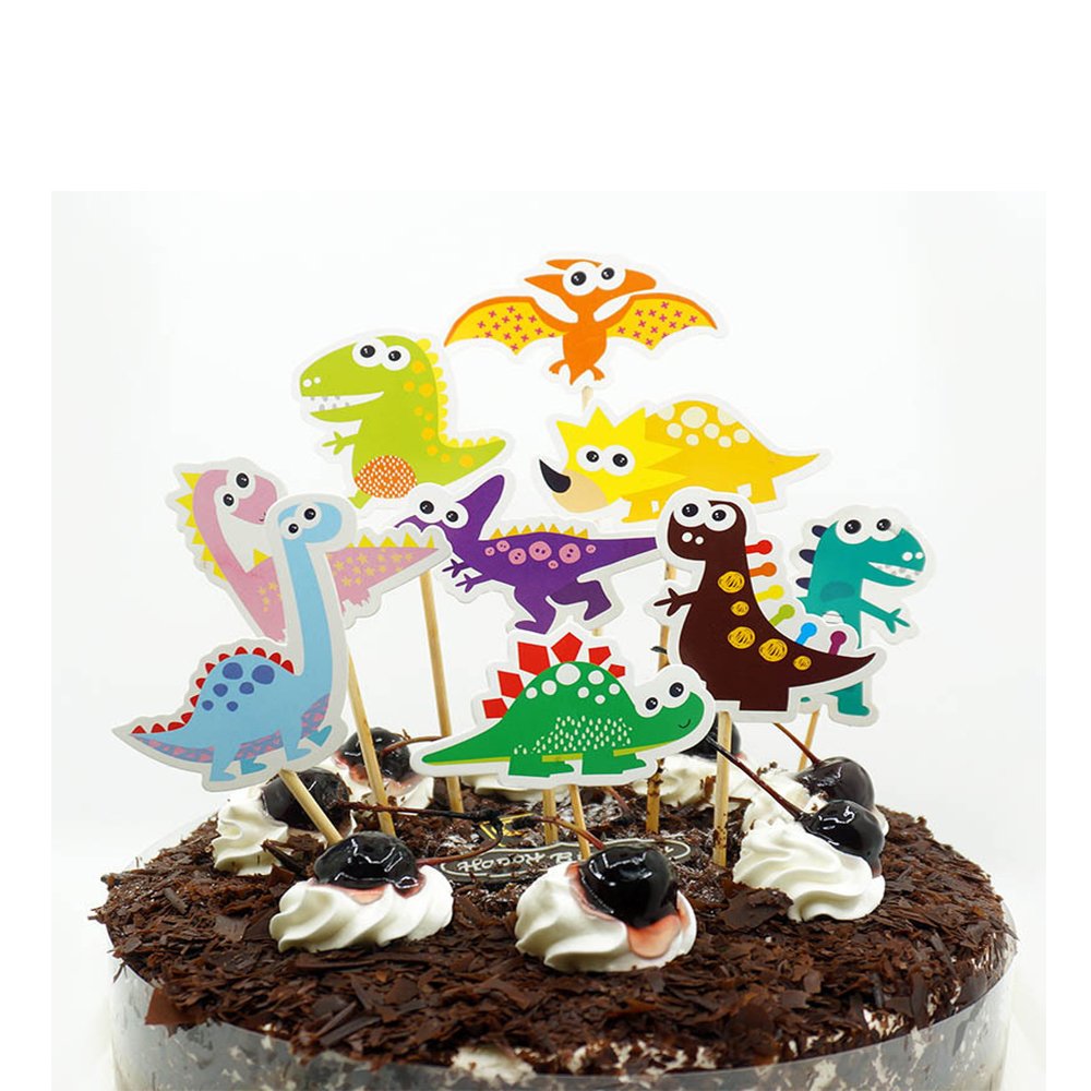 MZCH Dinosaur CupCake Topper Cake Toppers for Baby Shower Kid Birthday Party Cake Decorating Supplies, 27 Pack
