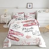 Castle Fairy Girls Ballet Twin Size Comforter Set,Ballerina Princess Skirt Quilt Set Soft Bed Collection,Girly Dancer Bedding Comforter for Boys Girls Room Decor,2 Pcs