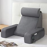 ENITYA 19" Reading Pillow for Bed with Firm Back Support &amp; Big Pockets | Back Pillow for Bed Sitting Up/Watching TV/Nursing/Recovery/Gaming,High Density Foam Filling,Machine Washable Cover,Grey