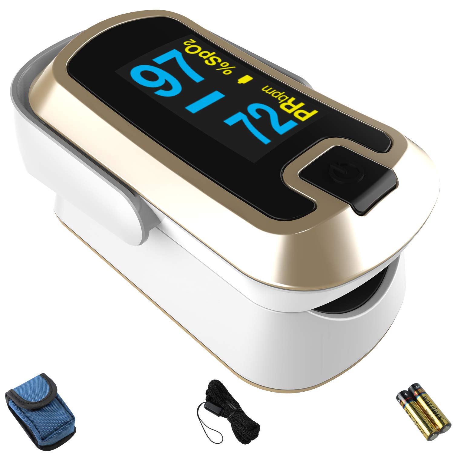 mibest OLED Finger Pulse Oximeter, O2 Meter, Dual Color White/Luxury