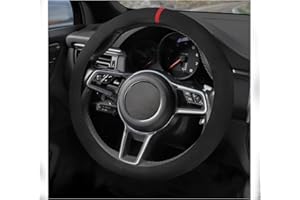 SthExtra Suede Steering Wheel Cover with Upgraded Silicone Inner Ring, Anti Heat, Breathable, Anti-Slip, Leather Universal 14