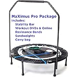 MaXimus PRO Folding Rebounder USA | Voted #1 Indoor Exercise Mini Trampoline For Adults With Bar | Best Home Gym for Fitness 