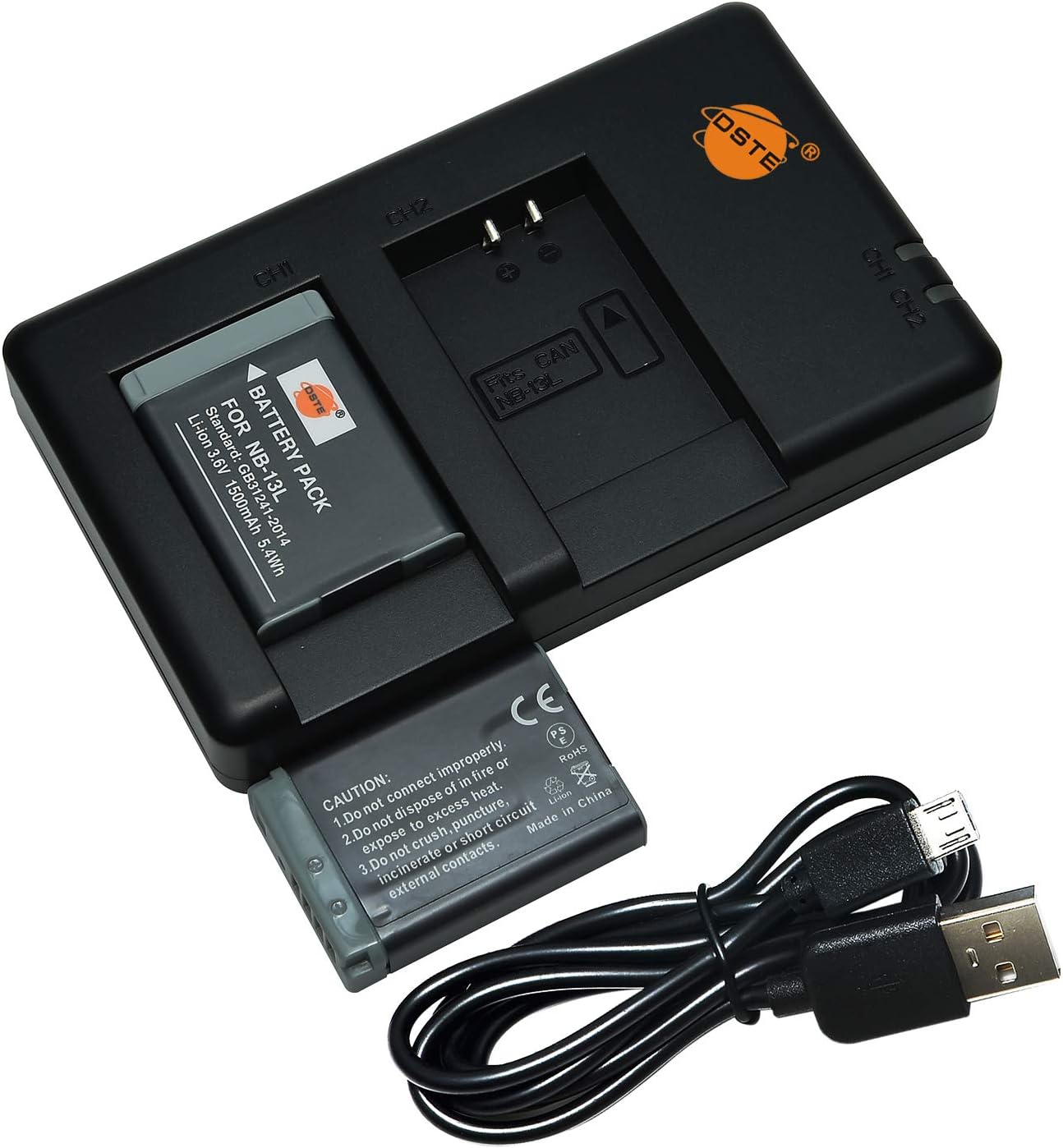 DSTE 2PCS NB-13L (1500mAh/3.6V) Battery Charger Set Compatible for Canon PowerShot G5X, G7X, G9X, G7X Mark II, G9X Mark II, SX720 HS, SX620 HS, G1 X Mark III