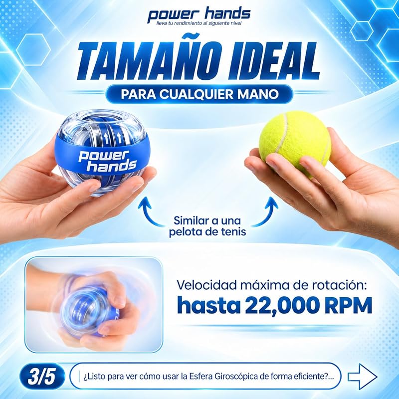- Gyro Ball – Giroscopio de Mano para Fortalecimiento y Ejercicios de Muñeca y Antebrazo – Pelota de Refuerzo y Entrenamiento Deportivo - Hand Grip