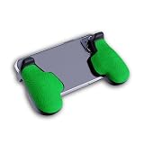 PUK Phone Gaming Grip - Black & Green Ergonomic Mobile Game Handle with Adhesive Pads - Mobile Game Controller Grip to Reduce Hand Fatigue - Android Phone Gaming Accessories