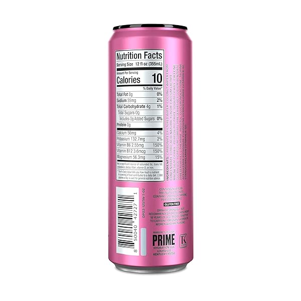PRIME HYDRATION ENERGY DRINK STRAWBERRY WATERMELON, NATURALLY FLAVORED, 200MG CAFFEINE, ZERO SUGAR, 300MG ELECTROLYTES, VEGAN, 12 FL OZ PER CAN (PACK OF 12)