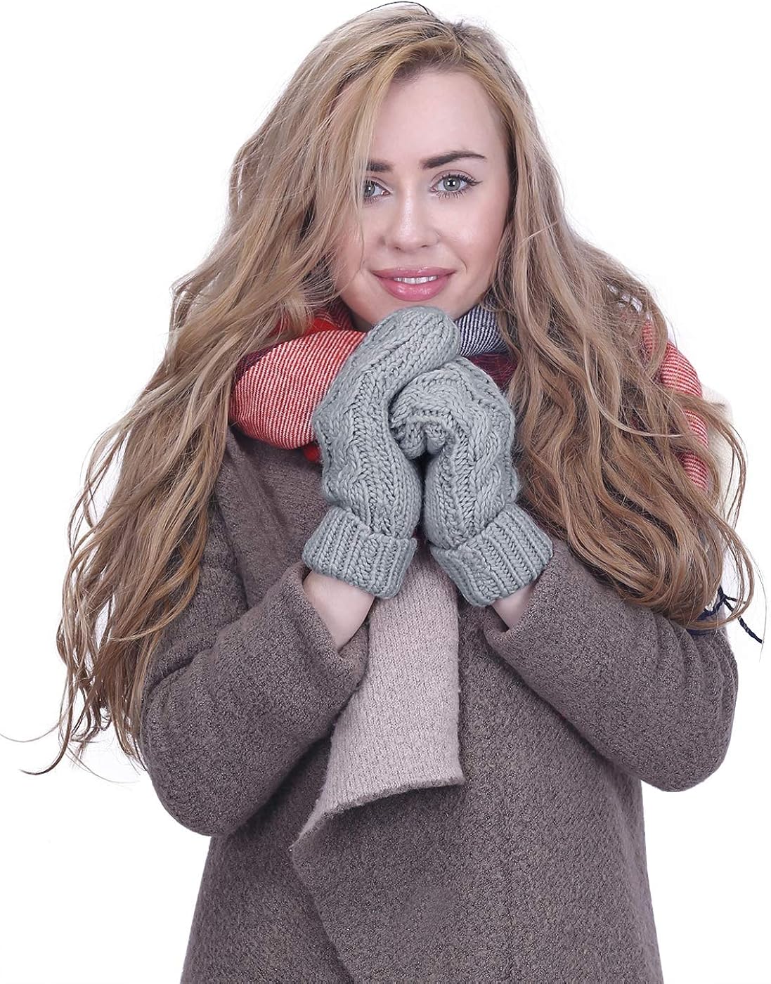HDE Womens Winter Gloves Crochet Twist Cable Knit Hand Warmer Mittens, Gray, One Size at  Women’s Clothing store