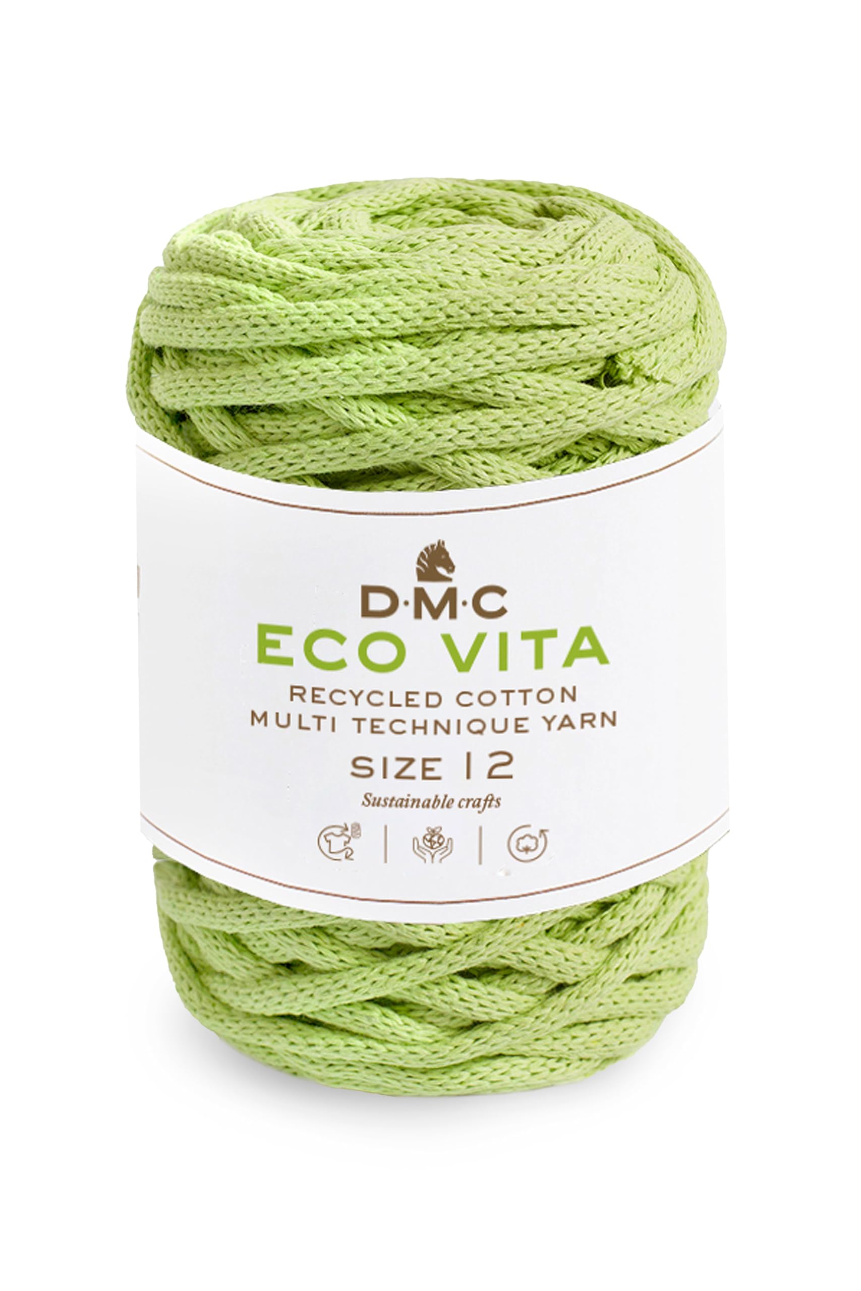 DMC Eco Vita 12, Crochet Knitting Macrame Yarn, Green (84), 250g