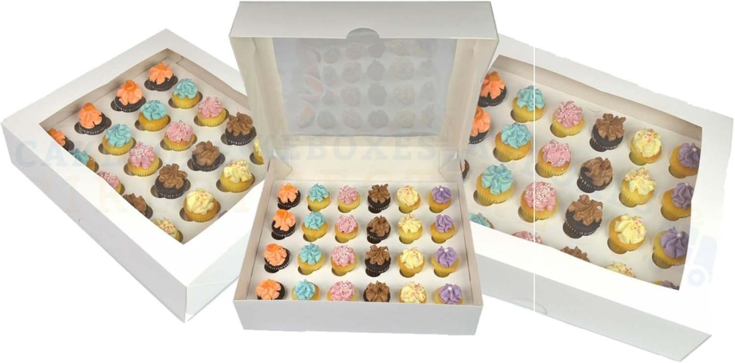 Caja para 24 cupcakes con ventana y separador (10 unidades): Amazon.es: Hogar