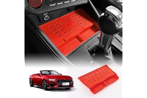 FDAIUN Wireless Charging Protective Pad for Ford Mustang 2024-2025 Silicone Material Center Controls Cell Phone Automobile Pads Mats (Red)