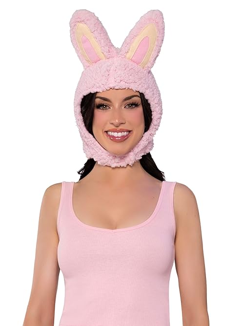 Leg Avenue Women's Halloween Costumes for Women Cute Bunny Monster Hood Animal Ears Bonnet, One Size, Pink