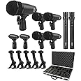 XTUGA New MI7 7-Piece Wired Dynamic Drum Mic Kit Whole Metal- Kick Bass Microphone Set Use for Drums Vocal Other Instrument Complete with Thread Clip Inserts Mics Holder
