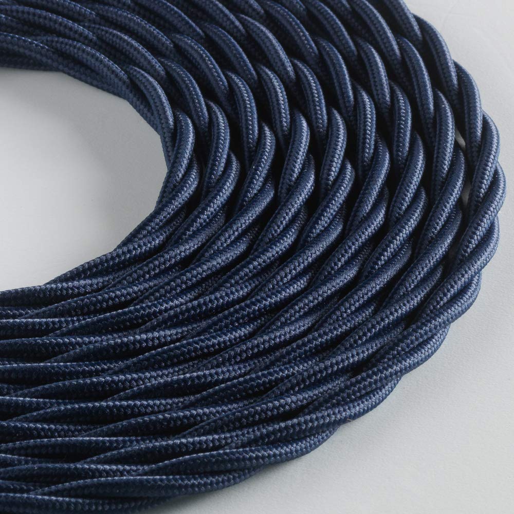 Klartext LUMIÈRE Braided Fabric Cable for Lighting 3 x 0.75 mm Night Blue 5 m Warning: Earth Cable Included! Maximum Anti-Shock Safety!