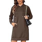Quenteen Hoodie Dress for Women Sweatshirt Dress Oversized Casual Split Hem 2025 Fall Winter Pullover Dresses with Pockets