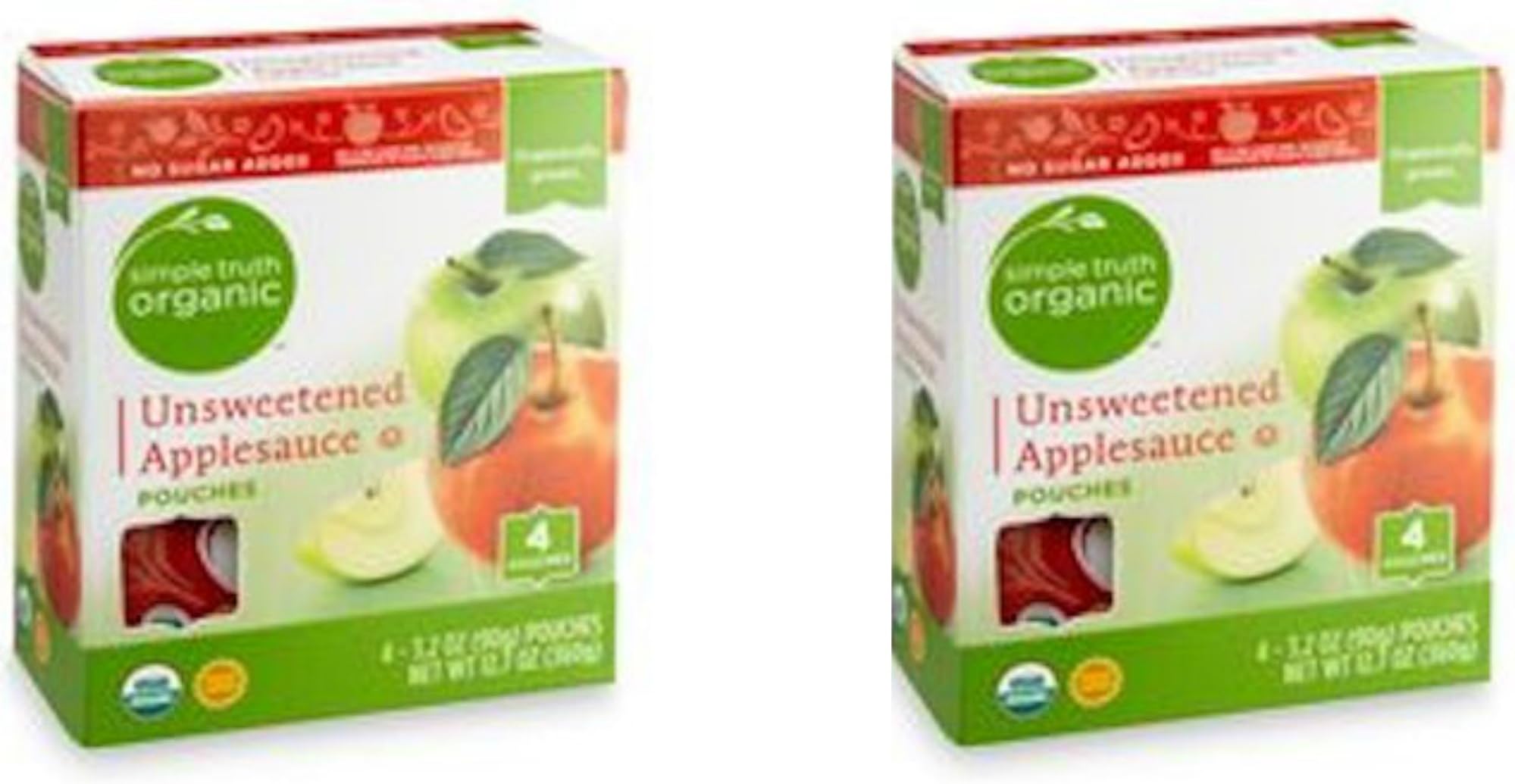 Simple Truth Organic Unsweetened Applesauce 4 count Pouches (Pack of 2)USDA Organic