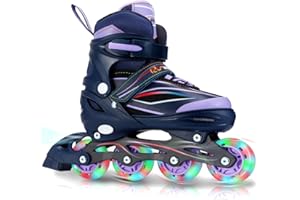 RunRRIn Adjustable Kids Inline Skates for Boys Girls with Full Light Up Wheels - Roller Skates for Kids Ages 6-12, Toddler Ages 3-5, Youth Women Beginners Outdoor Indoor
