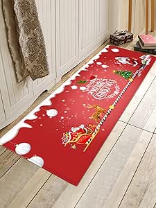 UBGJO Tapete de Puerta Alfombrillas Rojas de Papá Noel en la Sala de