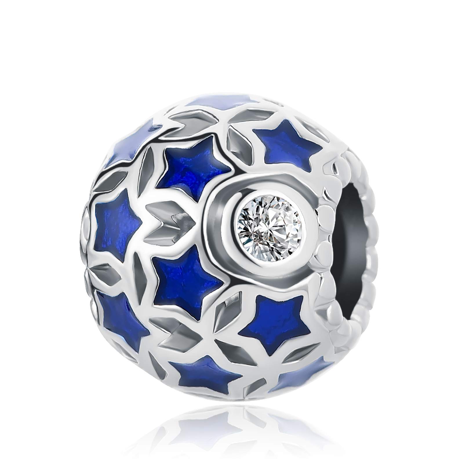Blue Stars Charm fits Pandora Charms Bracelets Christmas Birthday Jewellery Gift for Women Daughter Sister Granddaughter
