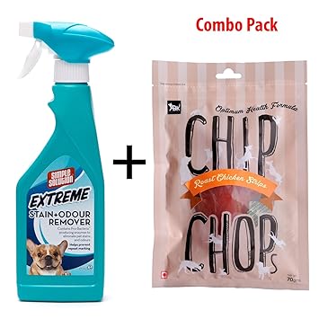 Bramton - Chip Chops Simple Solution Extreme Stain and Odour Remover, 500 ml and Dog Snacks Combo Pack