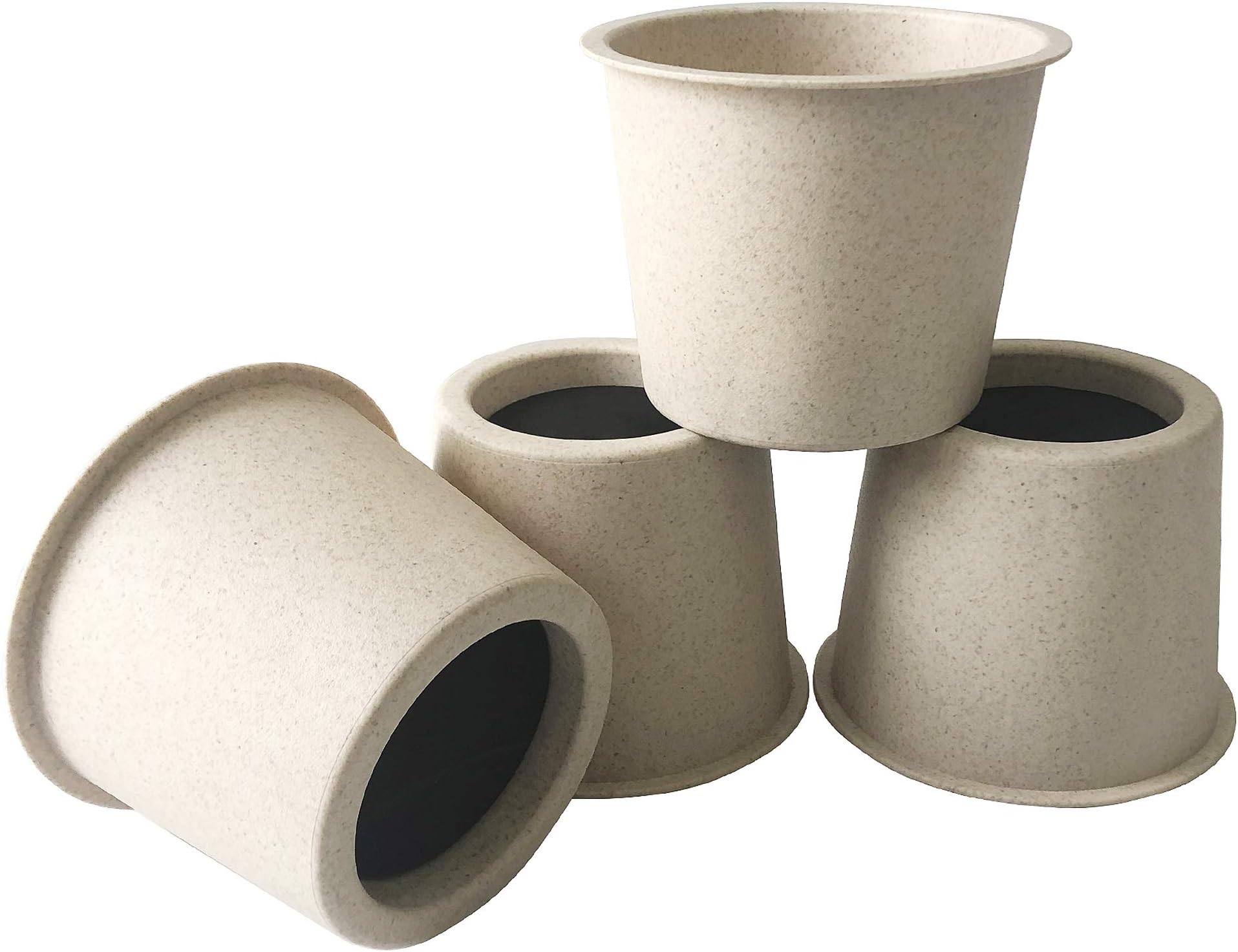aspeike 4 Inch Round Bed and Furniture Risers 4 Pcs, Bed Lifts, Lifts Up to 1,100 LBs, More Durable Sturdy, Couch Sofa or Table Risers, Beige