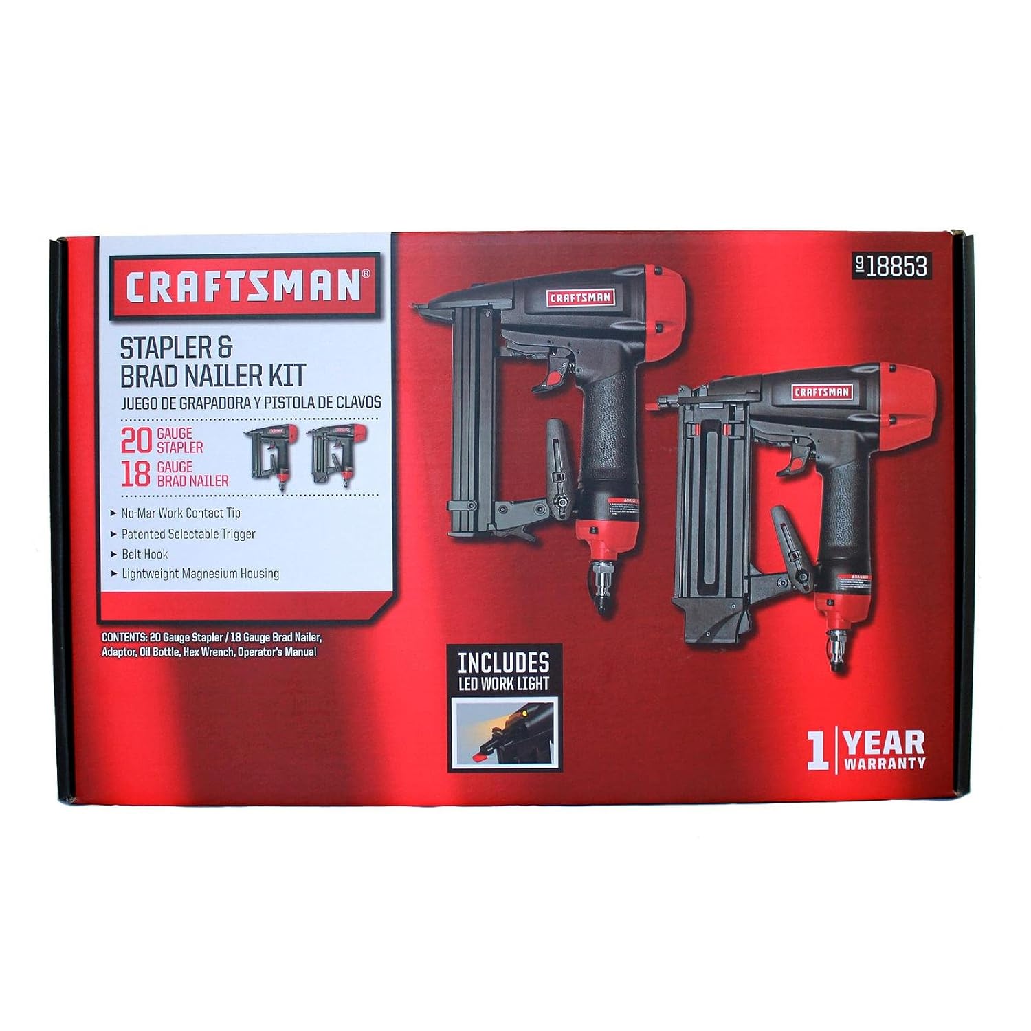 Craftsman Oilless 18 Gauge Brad Nailer & 20 Gauge Wide Crown Stapler