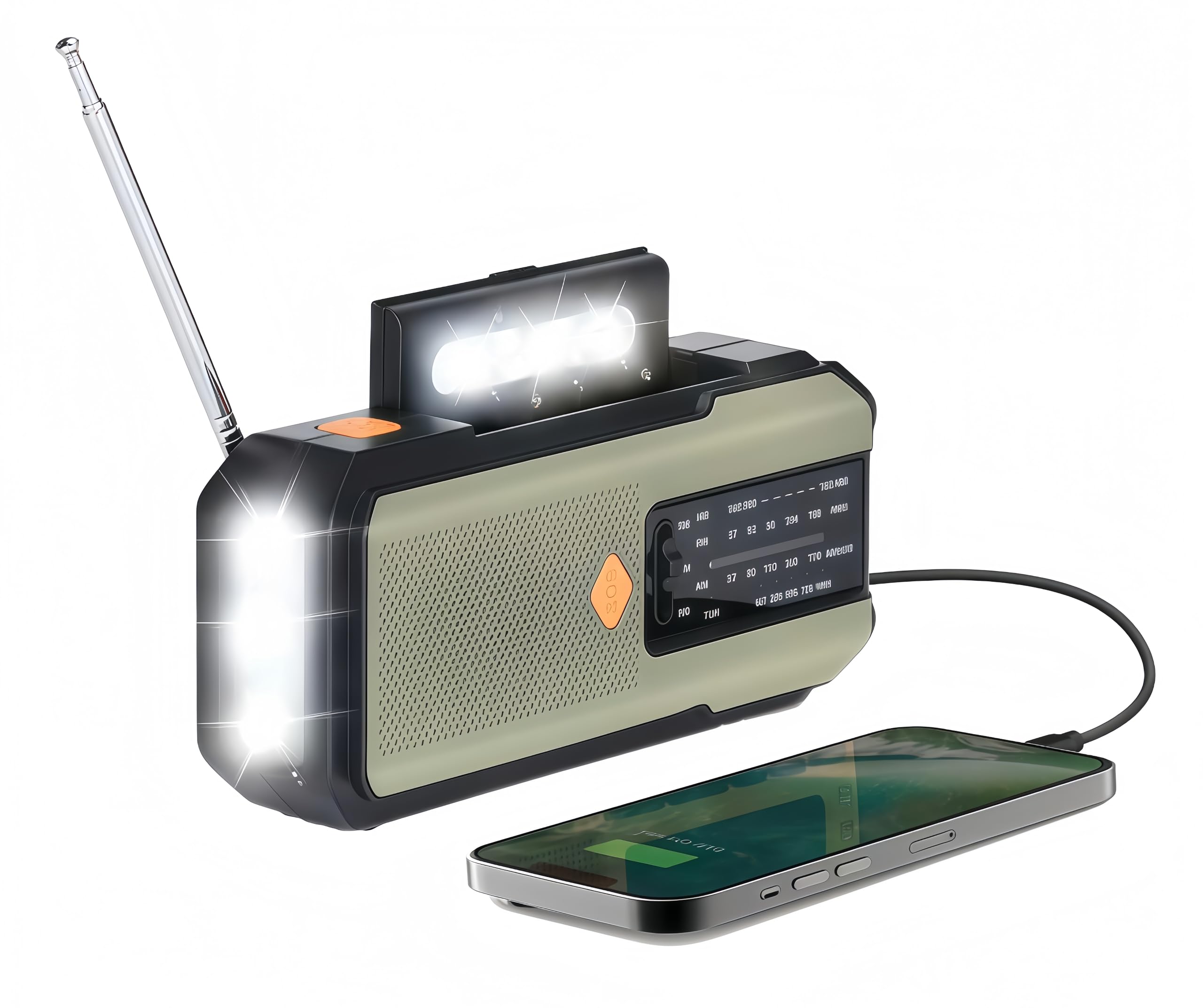 Emergency Weather Radio, Emergency Hand Crank Solar Weather Radio, 18500mWh Rechargeable Emergency Hand Crank Radio, AM/FM NOAA Weather Radio, Emergency Radio with LED Flashlight & Reading Lamp Image