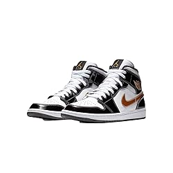 Jordan Air 1 Mid in Black/Metallic Gold-White, Size 9