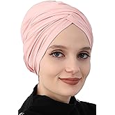 Aisha's Design Instant Turban Plain Cotton Scarf Head Wrap Lightweight Hat Bonnet Cap for Women
