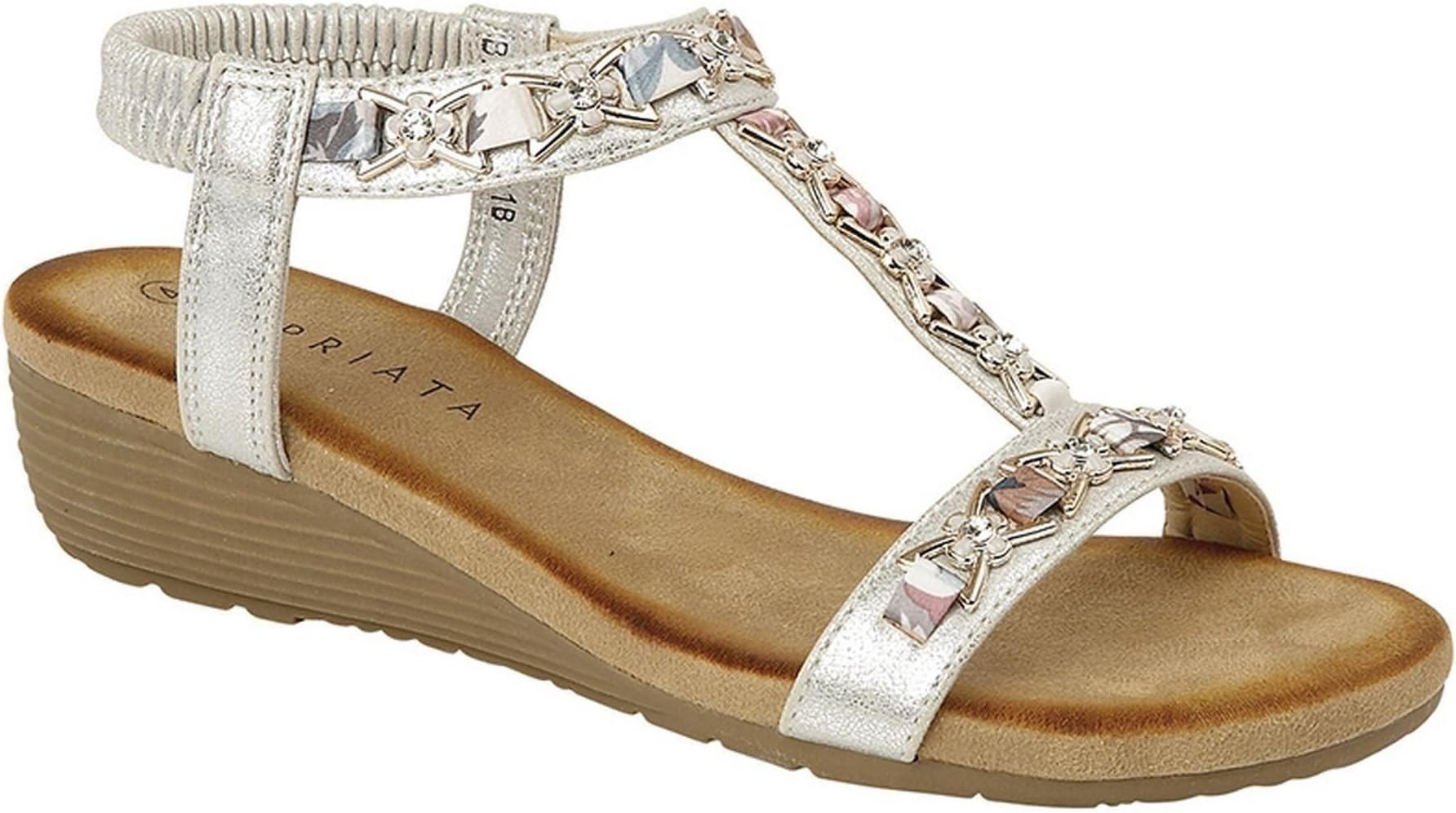 Cipriata Ladies Womens Jewelled Sling Back Low Wedge Slip On Sandals Shoes Size 3-8