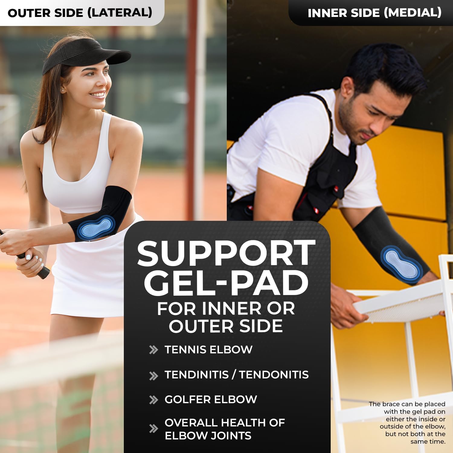 DR. BRACE® Elite Elbow Brace Support, Breathable Elbow Compression Sleeve with Gel Pad for Golfer's, Tennis Elbow & Tendonitis Treatment & Pain Relief 2024 (Black, Medium)