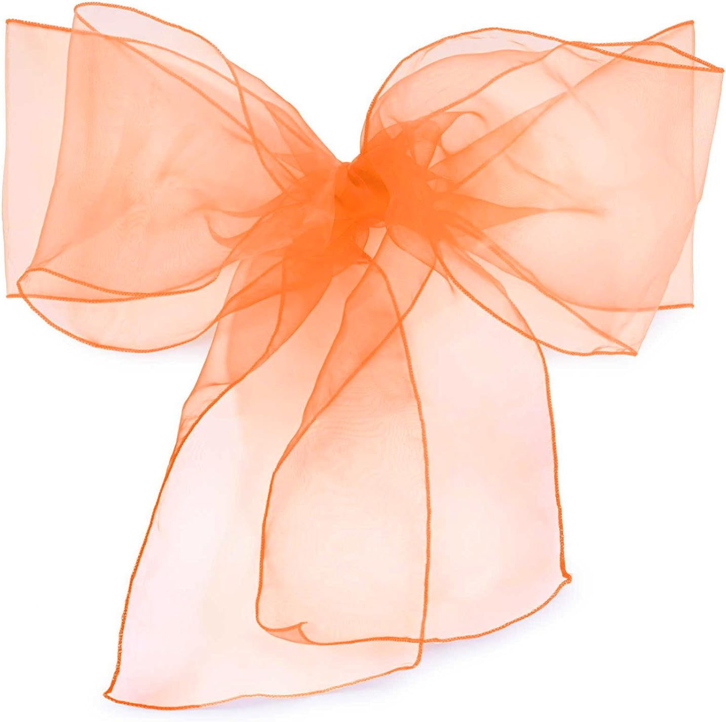 Elina Home Pack of 10 Organza Net Chair Cover Bow Sash Wedding Banquet Decor Coral (10, Coral)