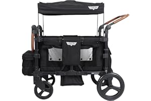 Keenz Duo Stroller Wagon with Canopy, 4-Passenger Capacity - Black.