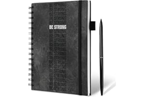 PLAUTHUS Workout Journal for Men & Women, BE STRONG Hardcover Workout Planner with Monthly Calendar, Workout Log Book for Training, Diet, Progress, Achieve Wellness Goals (8.3" x 6")