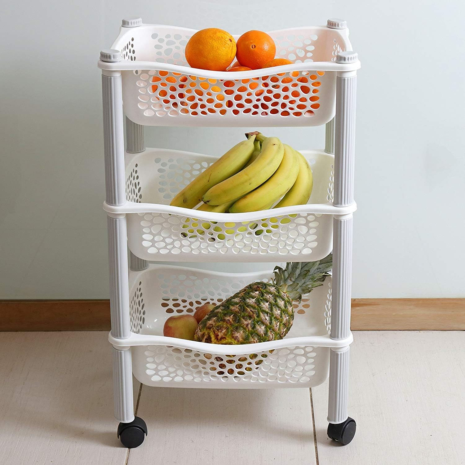Maxi Nature Kitchen Storage Trolley – 3 Tier Vegetable Rack on Wheels ...