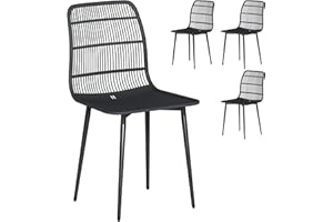 Outsunny Outdoor Dining Chairs Set of 4, Patio Chairs with Slotted Backrest for Deck, Garden, Balcony, Poolside, Black