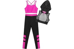 inhzoy Kids Girls Hip Hop Jazz Dance Outfits Athletic Gym Fitness Sportswear Gymnastics Suit