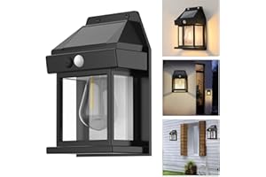 ANRICOM Solar Fence Lights, Motion Sensor Outdoor Lights, 3 Lighting Modes Dusk to Dawn Porch Lights IP65 Waterproof, Outdoor Solar Wall Lights 600LM, 1800mah Suitable for Patios, Porches, Garage (Black)