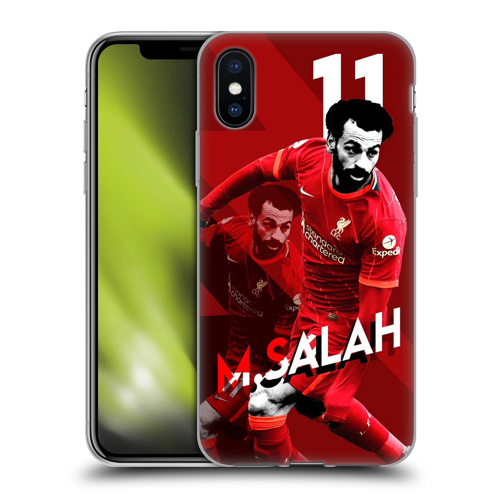Head Case Designs Officially Licensed Liverpool Football Club Mohamed Salah 2021/22 First Team Gel Case [Military Grade] Compatible with Apple iPhone X/iPhone XS and Compatible with MagSafe