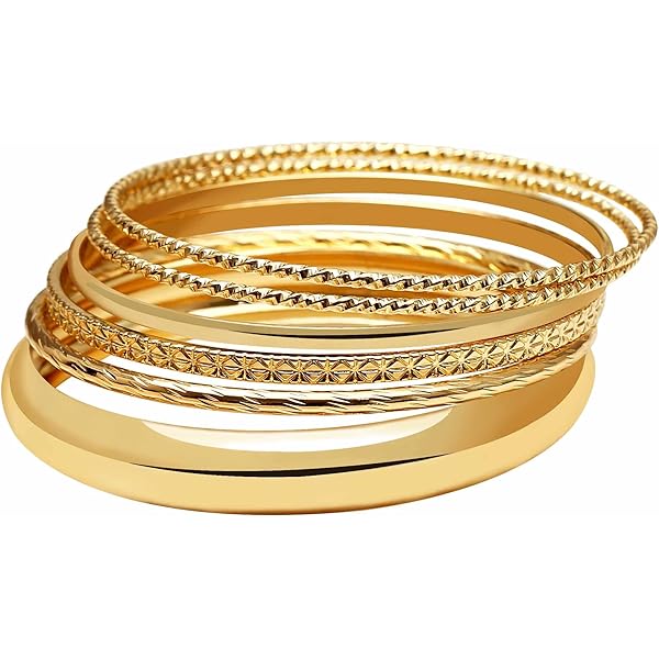 Amazon.com: Kooljewelry 18k Yellow Gold Bangle Bracelet
