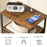 HOOBRO Bedside Table with Charging Station Rustic Brown & Black EBF110KBZ01 view 5