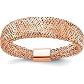 JewelryWeb 5.25mm 14k With Rose Gold Plating Mesh Tapered Stretch Ring Ring for Women