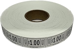 The Ticket Gurus-roll of 2000 White $1.00 Tickets Single Roll Consecutively Numbered Raffle Tickets