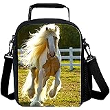 Reusable Snack Bags with Zipper Online Insulated Lunch Bags for Kids Lunch Box for School with Drink Holder 3D Print Horse …