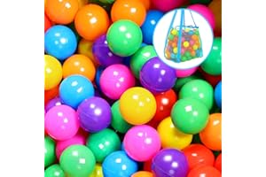 PIGPIGPEN Ball Pit Balls for Baby, Plastic Play Balls for Toddler, Ideal for Ball Pit, Kiddies Pool, Indoor Playpen & Parties, 7 Bright Colors Balls with Carry Bag