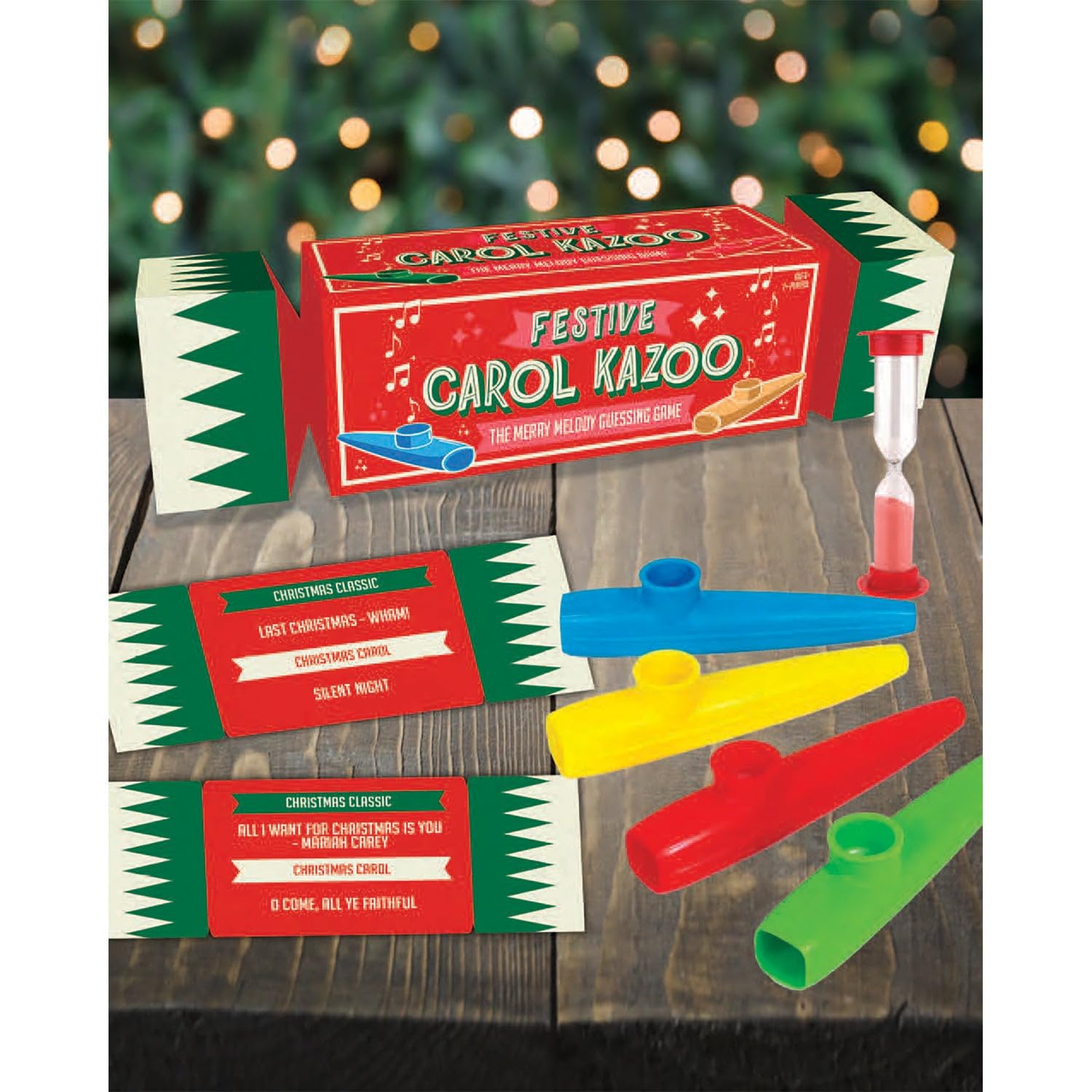 Gift Republic Festive Carol Kazoo Game - Fun Christmas Party Game for Family & Friends, Includes 4 Kazoos & Christmas Songs, Secret Santa Gift & Holiday Entertainment, Red