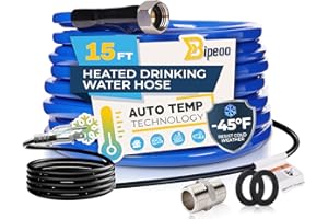 Bipeoo 15FT Heated Water Hose for Rv,Heated Drinking Water Hose Antifreeze to -45°F,Great Rv Accessories for Campers,Livestock,Agriculture,Lead and BPA Free