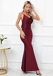 Capuffy Women Drape Neck Formal Maxi Dresses Lace