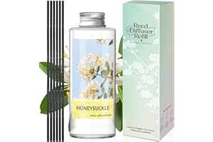 STRN Reed Diffuser Oil Refill, Honeysuckle Scented Diffuser Oil Refills with 6 Reed Sticks 200ML(6.8fl.oz), Room Fresheners f